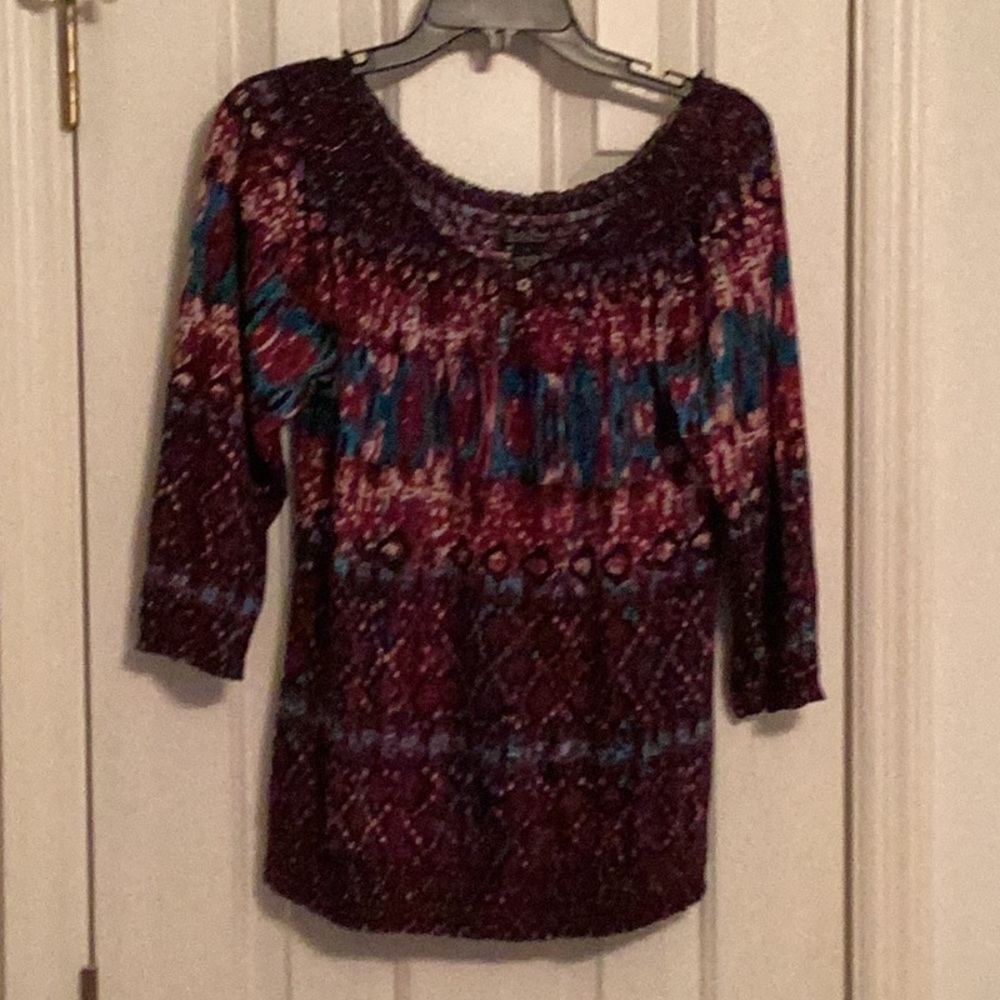 Lucky Brand Purple and Blue Blouse, size L, Style 7W60983